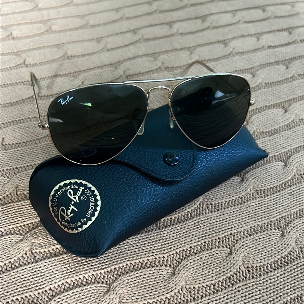 Ray-Ban Gold and Black Aviator Sunglasses